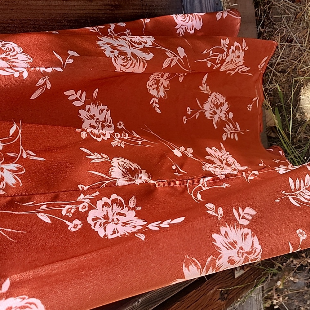 New bohme Rust Floral Maxi Dress, NWT, Size Large - Picture 3 of 11